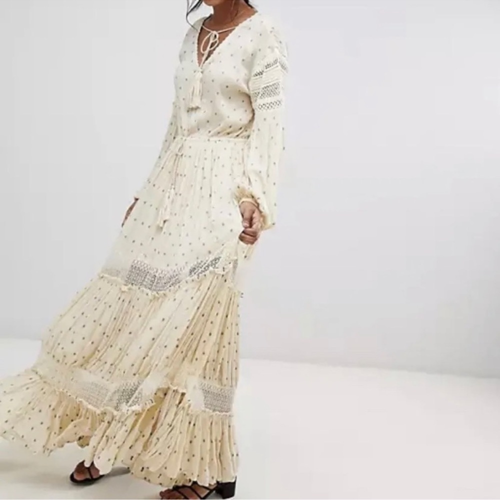 Free People Cream Long Sleeve Maxi Dress Sada